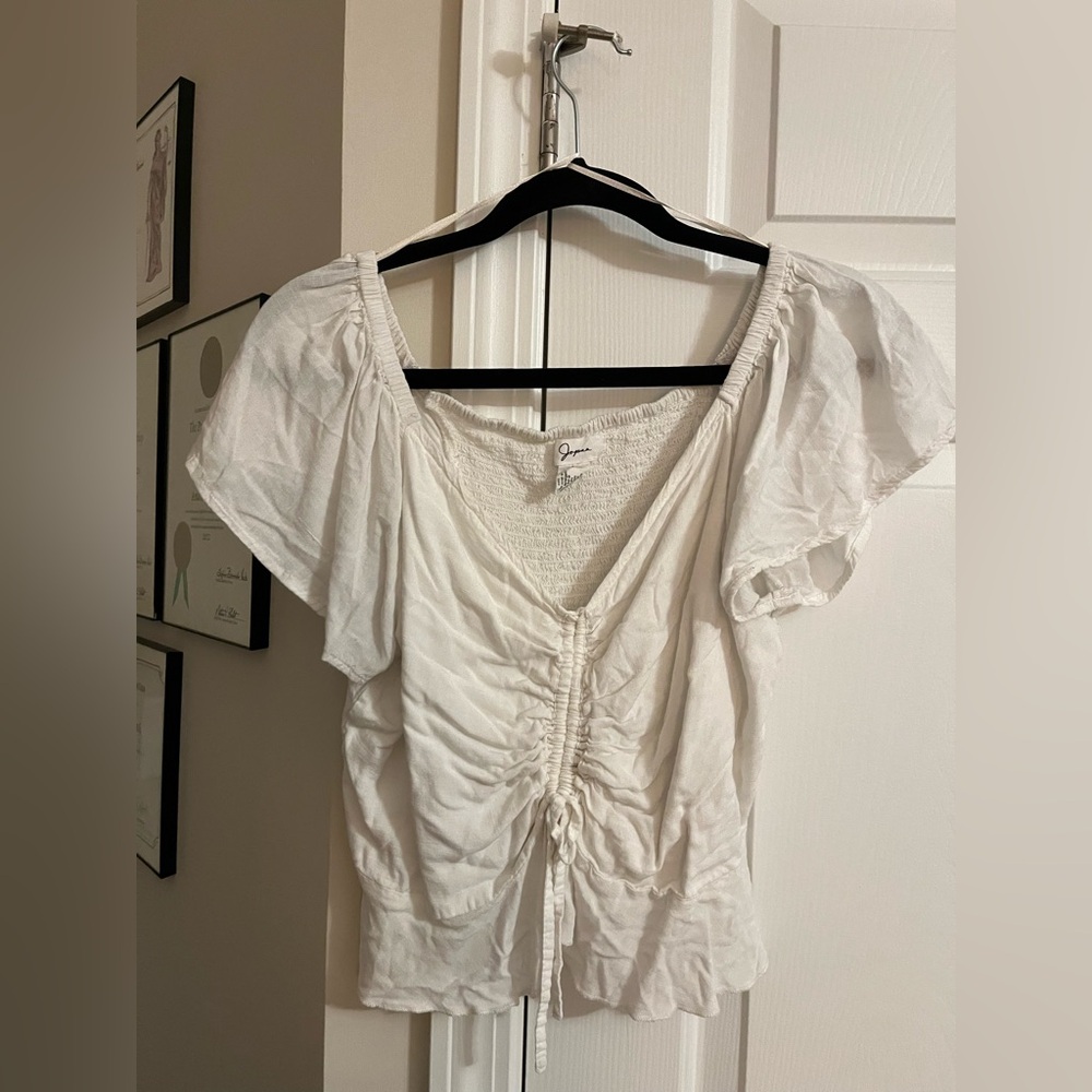 Gaze White Ruched Blouse